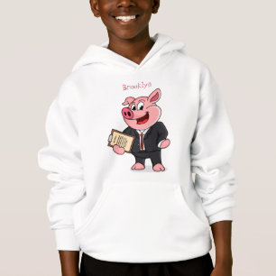 Funny pig in business suit cartoon