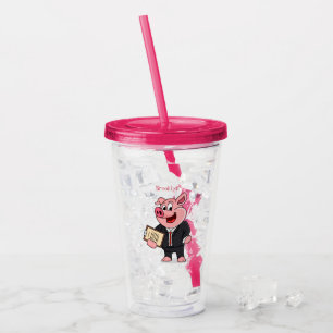 Funny pig in business suit cartoon acrylic tumbler