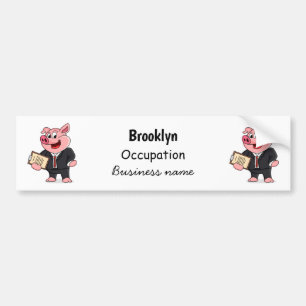 Funny pig in business suit cartoon  bumper sticker
