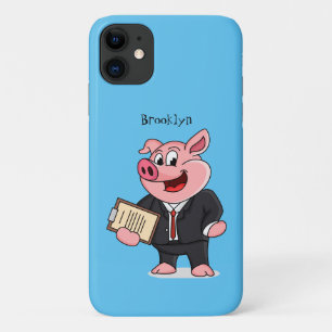Funny pig in business suit cartoon Case-Mate iPhone case