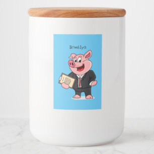 Funny pig in business suit cartoon food label