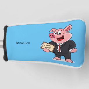 Funny pig in business suit cartoon  golf head cover