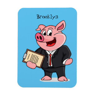 Funny pig in business suit cartoon magnet