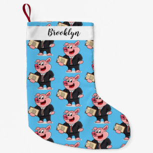 Funny pig in business suit cartoon  small christmas stocking