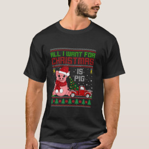 Funny Pig lovers Cute Pig Santa Hat Ugly Christmas T-Shirt