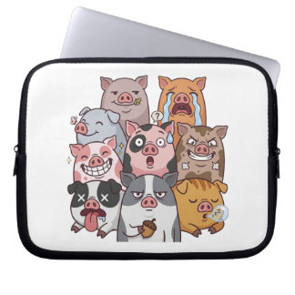 Funny Pig Mood Squad Cartoon Laptop Sleeve