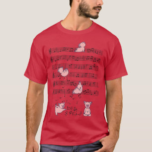 Funny pig music yoga Playing with Music Note Clef  T-Shirt