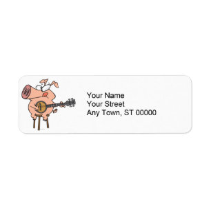 funny pig playing a banjo cartoon character