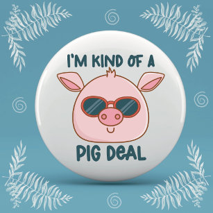 Funny Pig Pun  7.5 Cm Round Badge