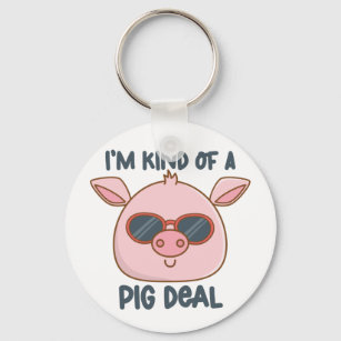 Funny Pig Pun Key Ring