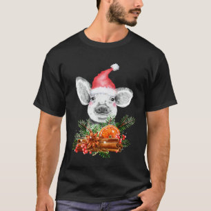 Funny Pig Santa Hat Christmas Advent Pig T-Shirt