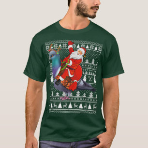 Funny Pigeon Bird Lover Santa Riding Pigeon Ugly C T-Shirt