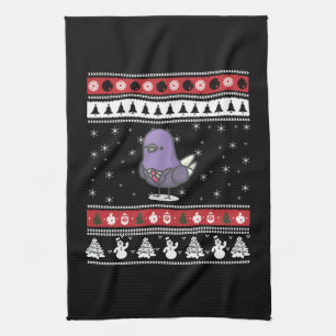 Funny Pigeon Ugly Christmas Tea Towel