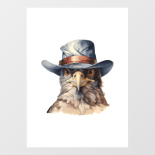 Funny pigeon wearing a cowboy hat, watercolor