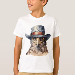 Funny pigeon wearing a cowboy hat, watercolor T-Shirt