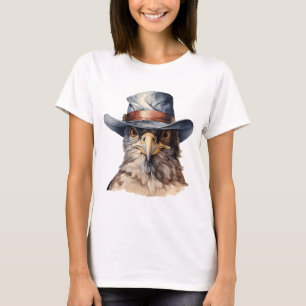 Funny pigeon wearing a cowboy hat, watercolor T-Shirt