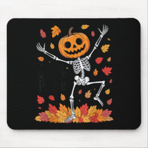 Funny Pilates Skeleton Pumpkin Yoga Halloween Fall Mouse Pad