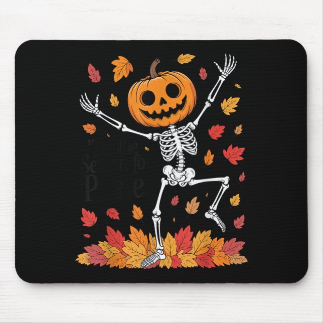 Funny Pilates Skeleton Pumpkin Yoga Halloween Fall Mouse Pad (Front)