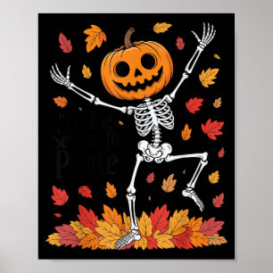 Funny Pilates Skeleton Pumpkin Yoga Halloween Fall Poster