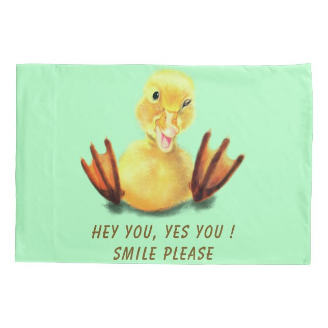Funny Pillow Case Happy Duck Custom Text and Colou (Back)