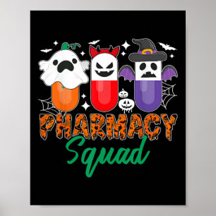 Funny Pills Pharmacist Cute Halloween Pharmacy Squ Poster