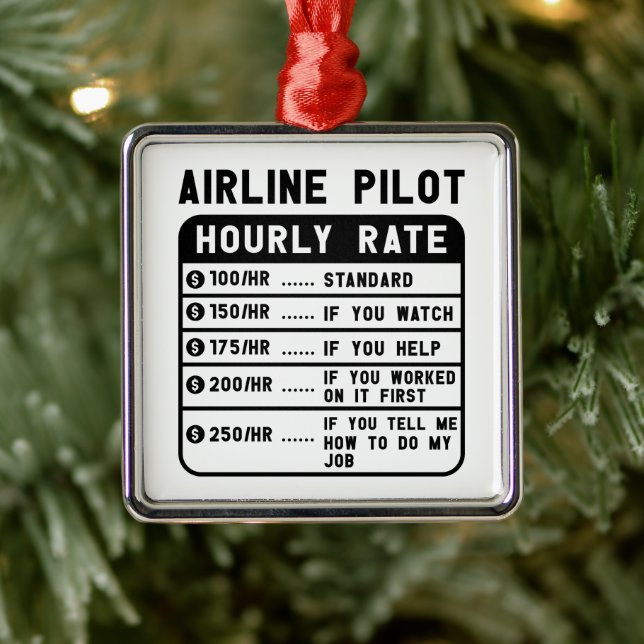 Funny Pilot Hourly Rate Aviation Metal Tree Decoration (Tree)