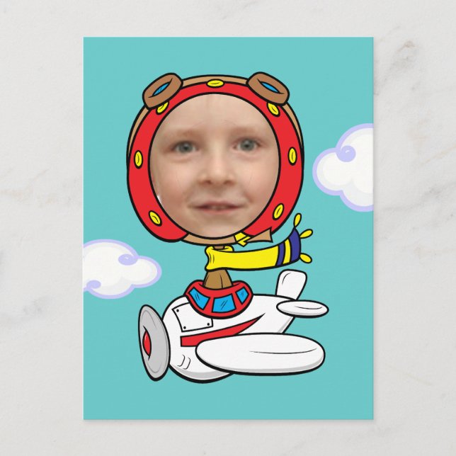Funny Pilot Photo Face Template Postcard (Front)