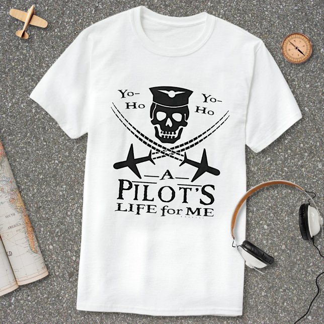 Funny Pilot Skull Cross Aeroplanes Pirate Humour L T-Shirt (Creator Uploaded)