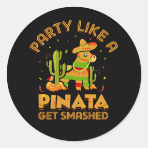 funny Pinata word art Fiesta Classic Round Sticker