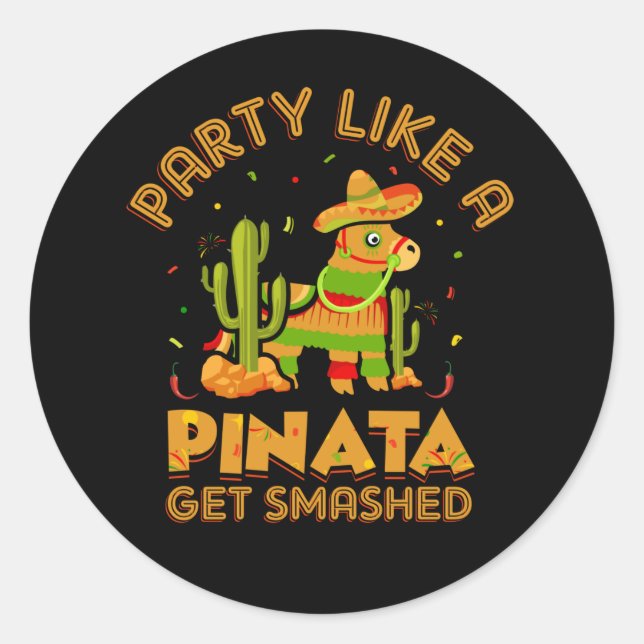 funny Pinata word art Fiesta Classic Round Sticker (Front)