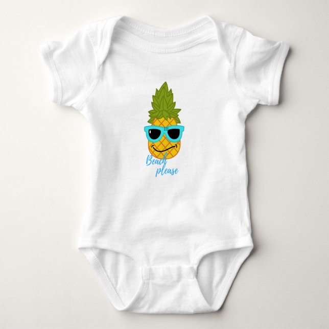 Funny Pineapple Chilling With Summer Sunglasses    Baby Bodysuit (Front)