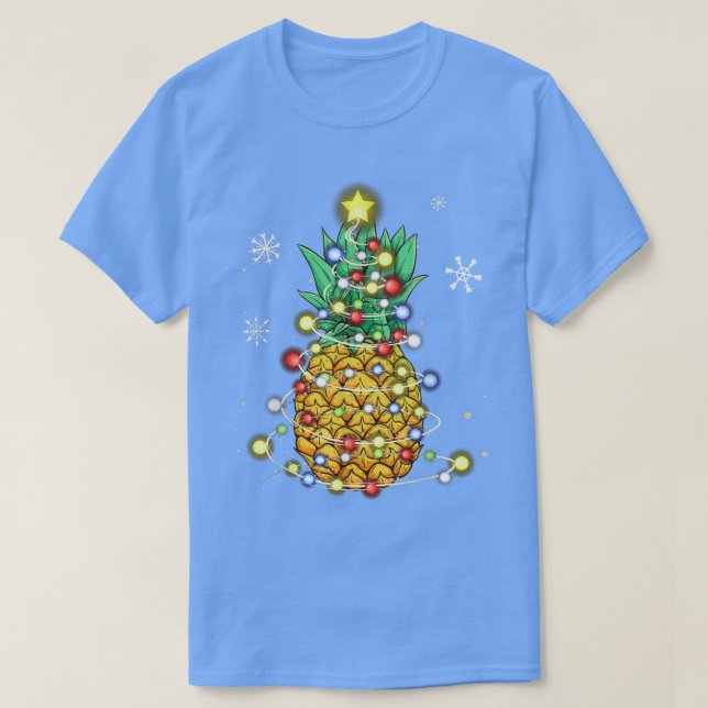 Funny Pineapple Christmas Tree Lights Xmas  T-Shirt (Design Front)