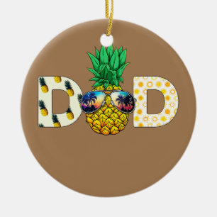 Funny Pineapple Dad Summer Tropical Fruit Hawaii Ceramic Tree Decoration
