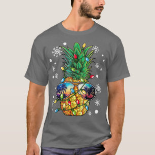 Funny Pineapple Glasses Christmas Tree Lights Xmas T-Shirt