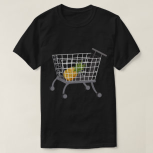 Funny Pineapple in Shopping Cart Design T-Shirt