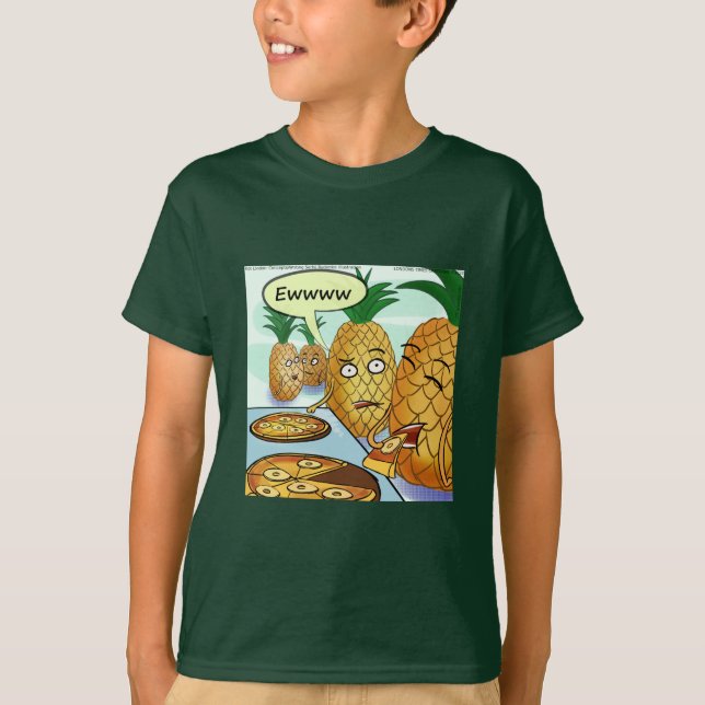 Funny Pineapple Pizza Cartoon  T-Shirt (Front)