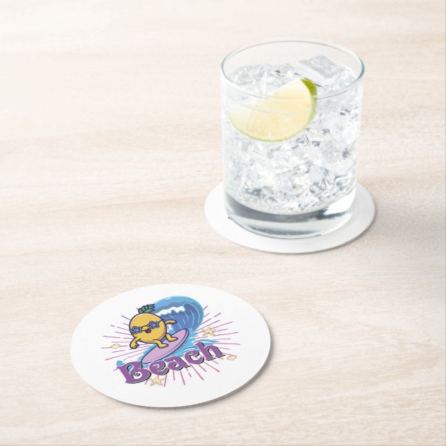 funny pineapple round paper coaster (Insitu)
