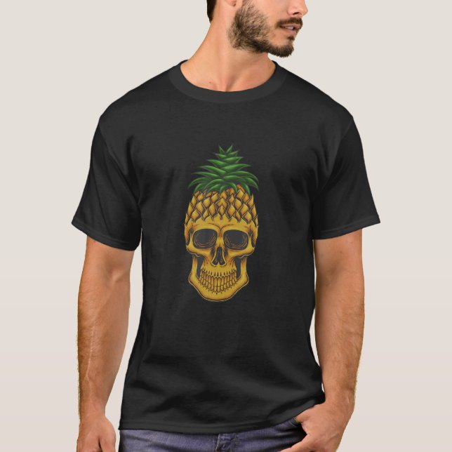 Funny Pineapple Skull Trendy Tropical Fruit Lover T-Shirt (Front)