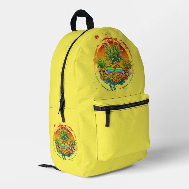 Funny Pineapple Summer Vibes Printed Backpack (Back Corner Left)