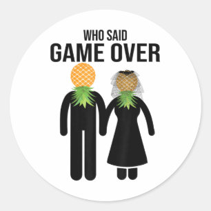 Funny Pineapple Swinger Gift Wedding Bride Groom M Classic Round Sticker
