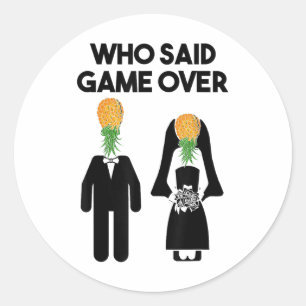 Funny Pineapple Swinger Gift Wedding Bride Groom M Classic Round Sticker