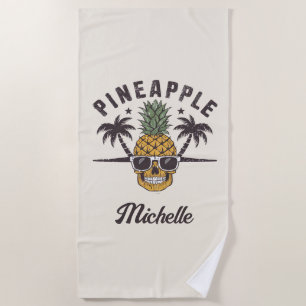 Funny Pineapple wearing sunglasses Personalised    Beach Towel