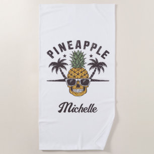 Funny Pineapple wearing sunglasses Personalised    Beach Towel