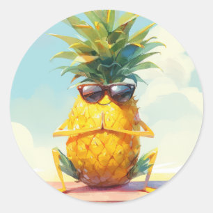 Funny Pineapple Yoga Classic Round Sticker