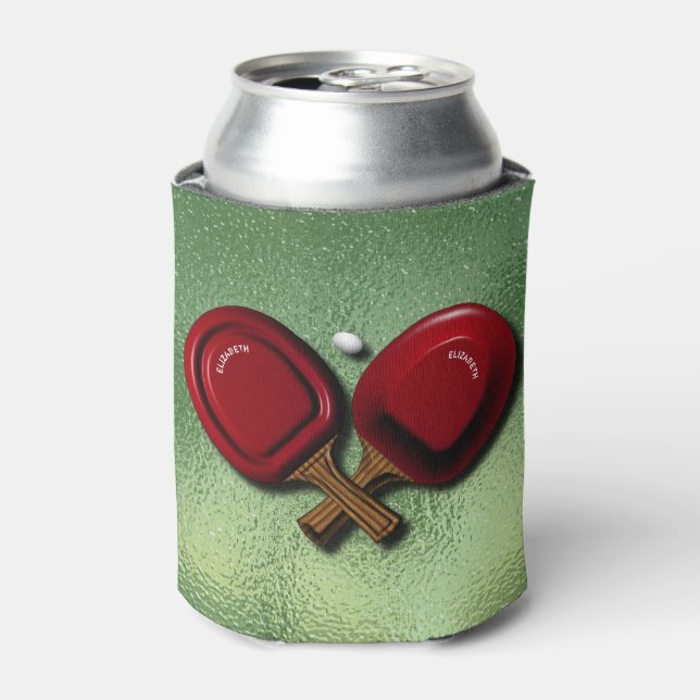 Funny Ping Pong Table Tennis Paddle With Oval Ball Can Cooler (Can Front)