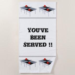 Funny Ping Pong Table With Bats And Ball, Beach Towel