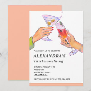 Funny Pink 32nd birthday invitation Cocktail