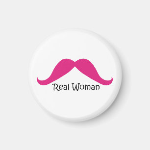 Funny Pink and Black Real Women Moustache Magnet