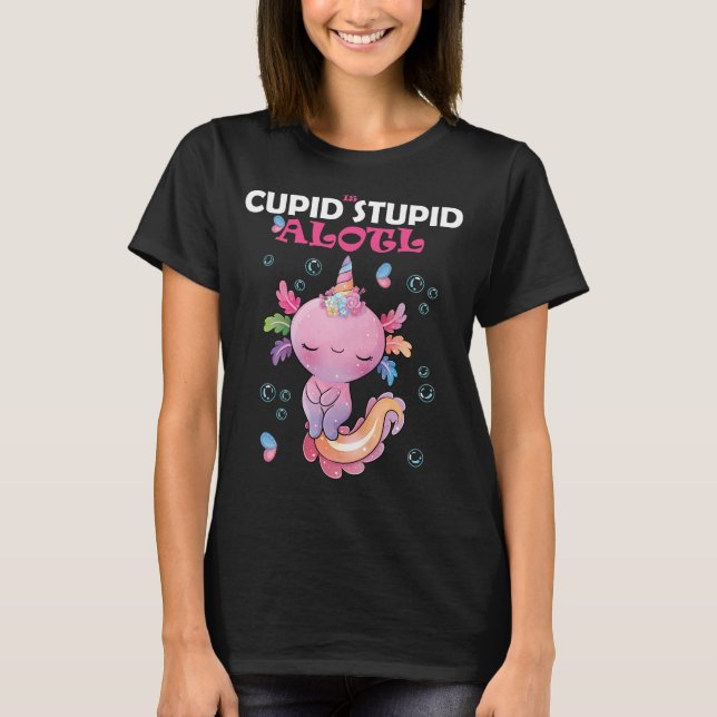 funny pink axolotl valentine T-Shirt (Front)
