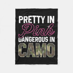Funny Pink Camo Hunting Graphic Women Deer Buck Hu Fleece Blanket